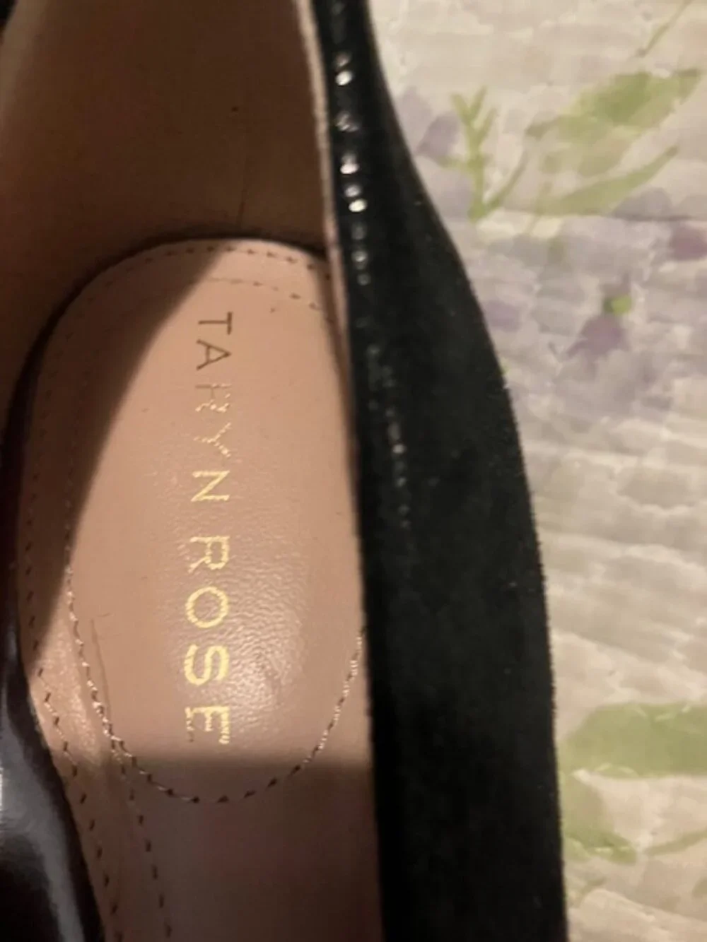Taryn Rose black patent espadrille with RosetteTaryn